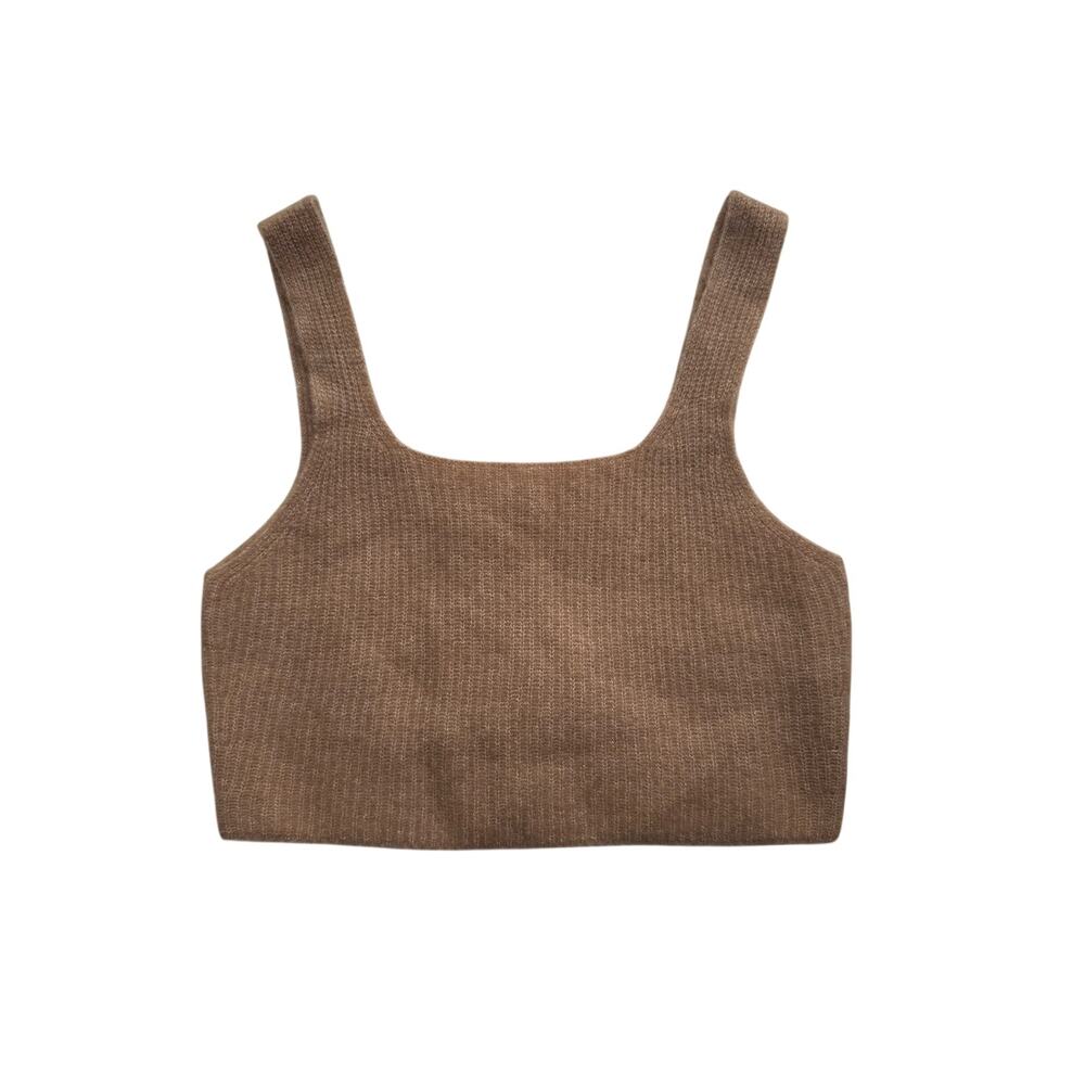 Everlane Wool Yak Hair Blend Crop Tank Sweater Camel Size Small NWT Soft Ribbed